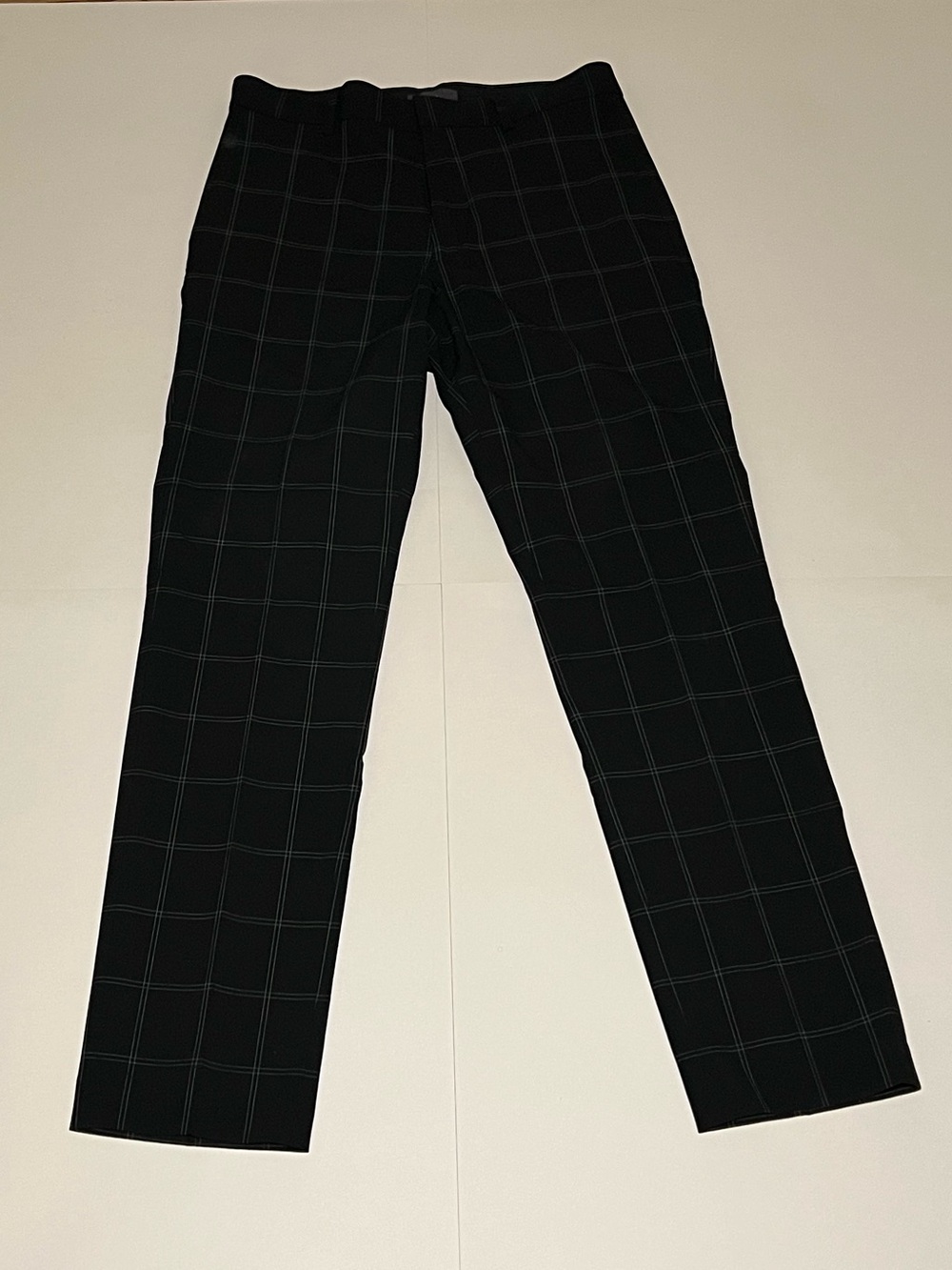 H&M Men's Black Windowpane Dress Trousers
